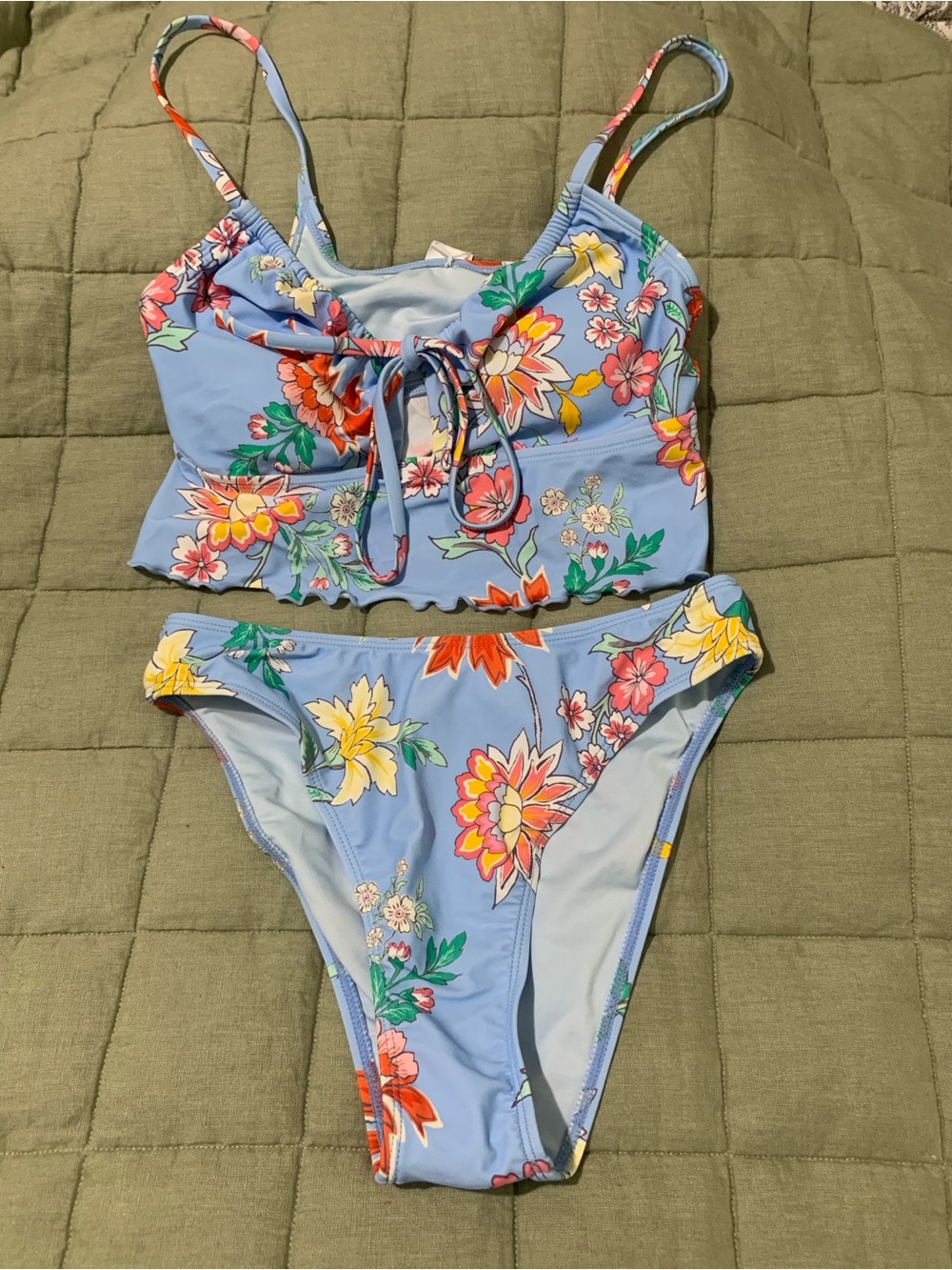 Cupshe Light Blue Floral Bikini Set